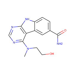 CN(CCO)c1ncnc2[nH]c3ccc(C(N)=O)cc3c12 ZINC000138589966