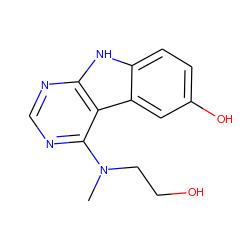 CN(CCO)c1ncnc2[nH]c3ccc(O)cc3c12 ZINC000221376053