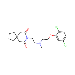 CN(CCOc1cc(Cl)ccc1Cl)CCN1C(=O)CC2(CCCC2)CC1=O ZINC000013560153