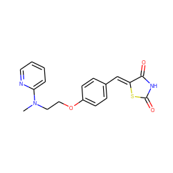 CN(CCOc1ccc(/C=C2\SC(=O)NC2=O)cc1)c1ccccn1 ZINC000012358049