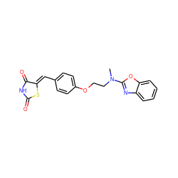 CN(CCOc1ccc(/C=C2\SC(=O)NC2=O)cc1)c1nc2ccccc2o1 ZINC000001482428