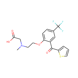 CN(CCOc1ccc(C(F)(F)F)cc1C(=O)c1cccs1)CC(=O)O ZINC000028958309