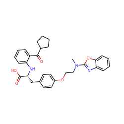 CN(CCOc1ccc(C[C@@H](Nc2ccccc2C(=O)C2CCCC2)C(=O)O)cc1)c1nc2ccccc2o1 ZINC000012358103