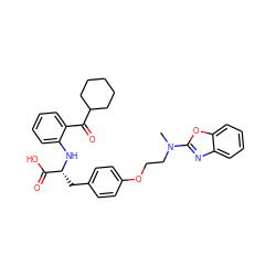 CN(CCOc1ccc(C[C@@H](Nc2ccccc2C(=O)C2CCCCC2)C(=O)O)cc1)c1nc2ccccc2o1 ZINC000012358106