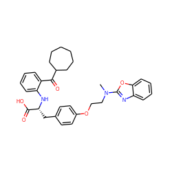 CN(CCOc1ccc(C[C@@H](Nc2ccccc2C(=O)C2CCCCCC2)C(=O)O)cc1)c1nc2ccccc2o1 ZINC000003832302