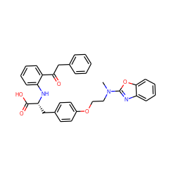 CN(CCOc1ccc(C[C@@H](Nc2ccccc2C(=O)Cc2ccccc2)C(=O)O)cc1)c1nc2ccccc2o1 ZINC000004137612