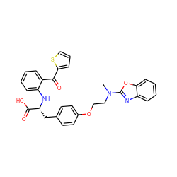 CN(CCOc1ccc(C[C@@H](Nc2ccccc2C(=O)c2cccs2)C(=O)O)cc1)c1nc2ccccc2o1 ZINC000003832288