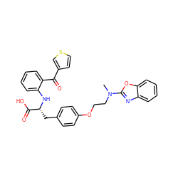 CN(CCOc1ccc(C[C@@H](Nc2ccccc2C(=O)c2ccsc2)C(=O)O)cc1)c1nc2ccccc2o1 ZINC000003832286