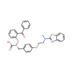 CN(CCOc1ccc(C[C@@H](Oc2ccccc2C(=O)c2ccccc2)C(=O)O)cc1)c1nc2ccccc2o1 ZINC000003834058