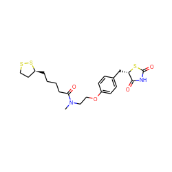 CN(CCOc1ccc(C[C@@H]2SC(=O)NC2=O)cc1)C(=O)CCCC[C@H]1CCSS1 ZINC000003993696