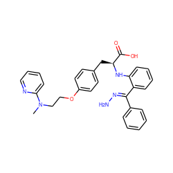 CN(CCOc1ccc(C[C@H](Nc2ccccc2/C(=N/N)c2ccccc2)C(=O)O)cc1)c1ccccn1 ZINC000012358071