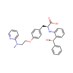 CN(CCOc1ccc(C[C@H](Nc2ccccc2[C@@H](O)c2ccccc2)C(=O)O)cc1)c1ccccn1 ZINC000012358069