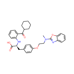 CN(CCOc1ccc(C[C@H](Nc2ccccc2C(=O)C2CCCCC2)C(=O)O)cc1)c1nc2ccccc2o1 ZINC000012358105