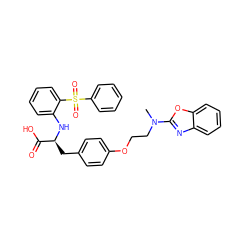 CN(CCOc1ccc(C[C@H](Nc2ccccc2S(=O)(=O)c2ccccc2)C(=O)O)cc1)c1nc2ccccc2o1 ZINC000003832309