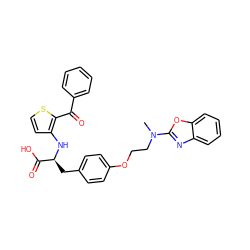 CN(CCOc1ccc(C[C@H](Nc2ccsc2C(=O)c2ccccc2)C(=O)O)cc1)c1nc2ccccc2o1 ZINC000012358116