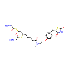 CN(CCOc1ccc(C[C@H]2SC(=O)NC2=O)cc1)C(=O)CCCC[C@@H](CCSC(=O)CN)SC(=O)CN ZINC000036757838