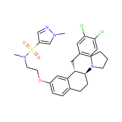 CN(CCOc1ccc2c(c1)[C@H](Cc1ccc(Cl)c(Cl)c1)[C@@H](N1CCCC1)CC2)S(=O)(=O)c1cnn(C)c1 ZINC000142432841