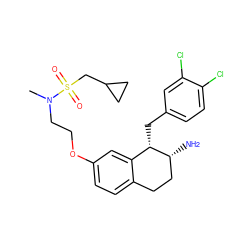 CN(CCOc1ccc2c(c1)[C@H](Cc1ccc(Cl)c(Cl)c1)[C@H](N)CC2)S(=O)(=O)CC1CC1 ZINC000143188525