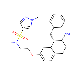 CN(CCOc1ccc2c(c1)[C@H](Cc1ccccc1)[C@H](N)CC2)S(=O)(=O)c1cnn(C)c1 ZINC000143203958