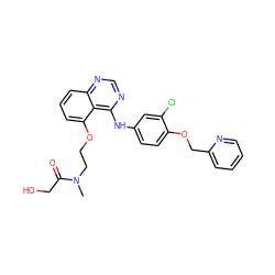 CN(CCOc1cccc2ncnc(Nc3ccc(OCc4ccccn4)c(Cl)c3)c12)C(=O)CO ZINC000028950741