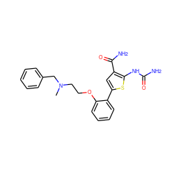 CN(CCOc1ccccc1-c1cc(C(N)=O)c(NC(N)=O)s1)Cc1ccccc1 ZINC000003962388