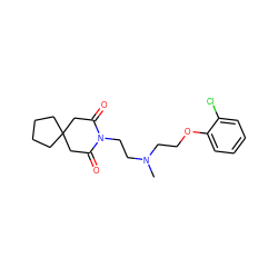 CN(CCOc1ccccc1Cl)CCN1C(=O)CC2(CCCC2)CC1=O ZINC000013560151