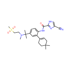 CN(CCS(C)(=O)=O)C(C)(C)c1ccc(NC(=O)c2nc(C#N)c[nH]2)c(C2=CCC(C)(C)CC2)c1 ZINC000103290032