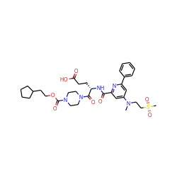 CN(CCS(C)(=O)=O)c1cc(C(=O)N[C@@H](CCC(=O)O)C(=O)N2CCN(C(=O)OCCC3CCCC3)CC2)nc(-c2ccccc2)c1 ZINC000049650191