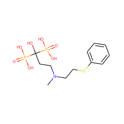 CN(CCSc1ccccc1)CCC(O)(P(=O)(O)O)P(=O)(O)O ZINC000013515855