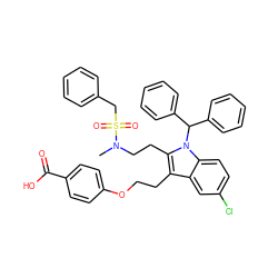 CN(CCc1c(CCOc2ccc(C(=O)O)cc2)c2cc(Cl)ccc2n1C(c1ccccc1)c1ccccc1)S(=O)(=O)Cc1ccccc1 ZINC000049776294