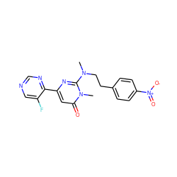 CN(CCc1ccc([N+](=O)[O-])cc1)c1nc(-c2ncncc2F)cc(=O)n1C ZINC000143436940