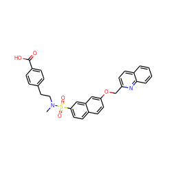 CN(CCc1ccc(C(=O)O)cc1)S(=O)(=O)c1ccc2ccc(OCc3ccc4ccccc4n3)cc2c1 ZINC000027326157