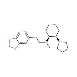 CN(CCc1ccc2c(c1)OCO2)[C@H]1CCCC[C@H]1N1CCCC1 ZINC000026838019