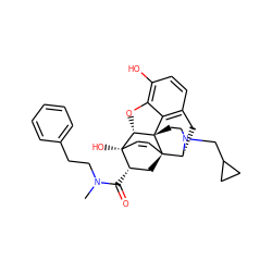 CN(CCc1ccccc1)C(=O)[C@H]1C[C@@]23C=C[C@]1(O)[C@@H]1Oc4c(O)ccc5c4[C@@]12CCN(CC1CC1)[C@@H]3C5 ZINC000049802986
