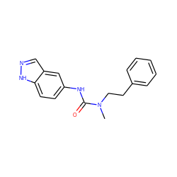 CN(CCc1ccccc1)C(=O)Nc1ccc2[nH]ncc2c1 ZINC000084634283