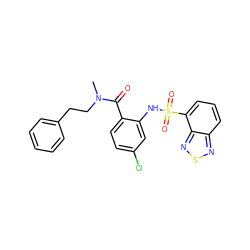 CN(CCc1ccccc1)C(=O)c1ccc(Cl)cc1NS(=O)(=O)c1cccc2nsnc12 ZINC000045284950