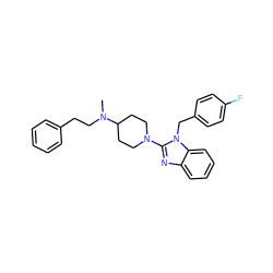 CN(CCc1ccccc1)C1CCN(c2nc3ccccc3n2Cc2ccc(F)cc2)CC1 ZINC000043073113