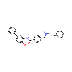 CN(CCc1ccccc1)Cc1ccc(C(=O)Nc2cc(-c3ccccc3)ccc2O)cc1 ZINC000141480638