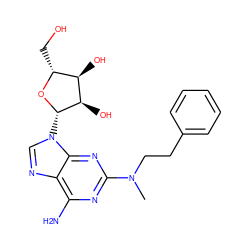 CN(CCc1ccccc1)c1nc(N)c2ncn([C@@H]3O[C@H](CO)[C@@H](O)[C@H]3O)c2n1 ZINC000013823856