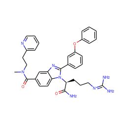 CN(CCc1ccccn1)C(=O)c1ccc2c(c1)nc(-c1cccc(Oc3ccccc3)c1)n2[C@@H](CCCN=C(N)N)C(N)=O ZINC000202672200