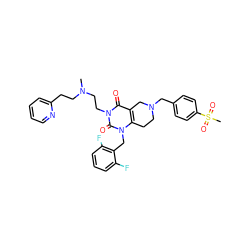 CN(CCc1ccccn1)CCn1c(=O)c2c(n(Cc3c(F)cccc3F)c1=O)CCN(Cc1ccc(S(C)(=O)=O)cc1)C2 ZINC000028864127