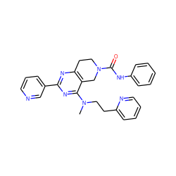 CN(CCc1ccccn1)c1nc(-c2cccnc2)nc2c1CN(C(=O)Nc1ccccc1)CC2 ZINC000095559097