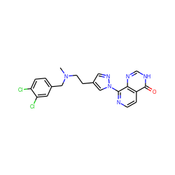 CN(CCc1cnn(-c2nccc3c(=O)[nH]cnc23)c1)Cc1ccc(Cl)c(Cl)c1 ZINC000653720558