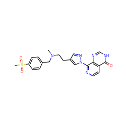 CN(CCc1cnn(-c2nccc3c(=O)[nH]cnc23)c1)Cc1ccc(S(C)(=O)=O)cc1 ZINC000653720442