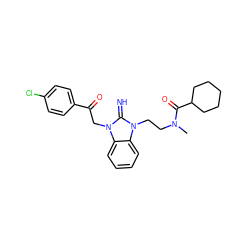 CN(CCn1c(=N)n(CC(=O)c2ccc(Cl)cc2)c2ccccc21)C(=O)C1CCCCC1 ZINC000029125595