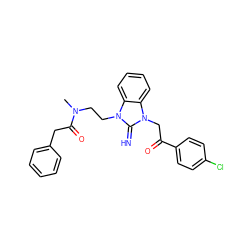 CN(CCn1c(=N)n(CC(=O)c2ccc(Cl)cc2)c2ccccc21)C(=O)Cc1ccccc1 ZINC000029125553