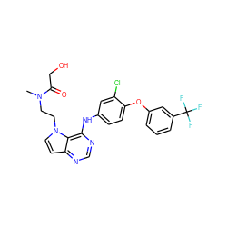 CN(CCn1ccc2ncnc(Nc3ccc(Oc4cccc(C(F)(F)F)c4)c(Cl)c3)c21)C(=O)CO ZINC000073196339