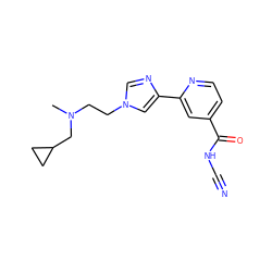 CN(CCn1cnc(-c2cc(C(=O)NC#N)ccn2)c1)CC1CC1 ZINC000225927796