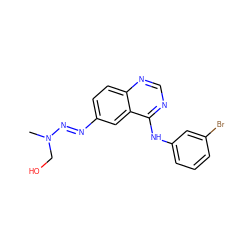 CN(CO)/N=N/c1ccc2ncnc(Nc3cccc(Br)c3)c2c1 ZINC000013531073