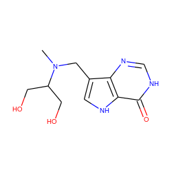 CN(Cc1c[nH]c2c(=O)[nH]cnc12)C(CO)CO ZINC000040845078